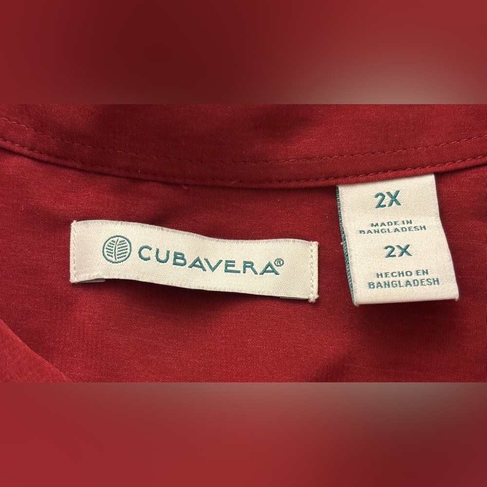 Cubavera Wine Shirt with Black Piping